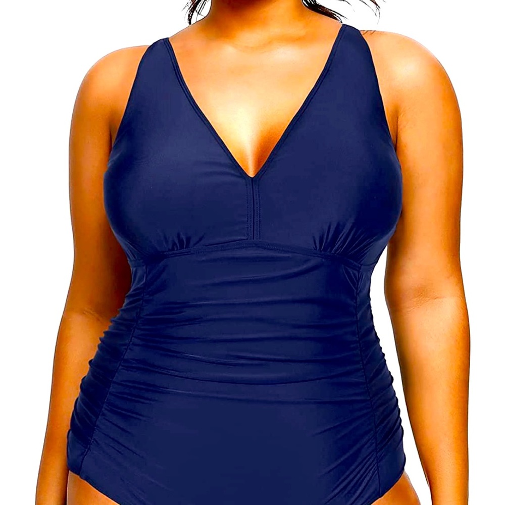 Aqua Eve Women’s Plus Size Navy Swim Suit - 28W - 4X